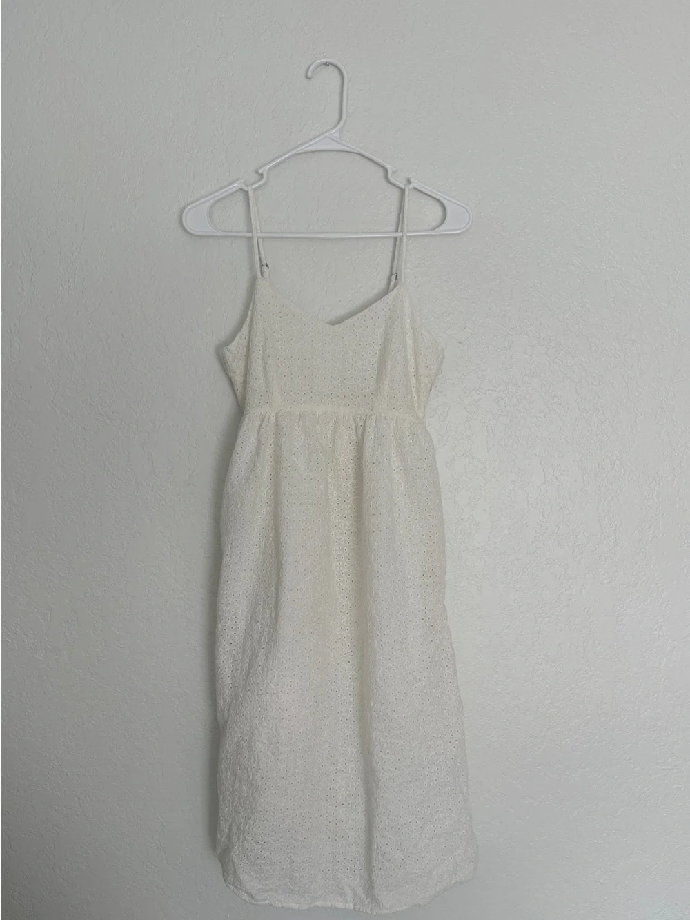 The Prairie by Rachel Ashwell Cream Eyelet Midi Dress with Spaghetti Straps 2 - Picture 1 of 8